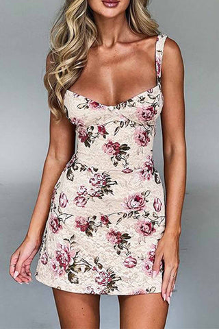 Sonicelife hoco dresses Lace Floral Printed Bodycon Cami Dress