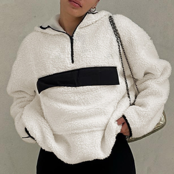 christmas outfit Sonicelife Lamb Wool Oversized Hooded Sweater