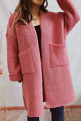 Sonicelife Large Pocket Open Front Cardigan