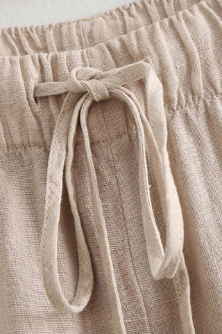 Sonicelife Linen Crisscross Halterneck Tank Pants Suits