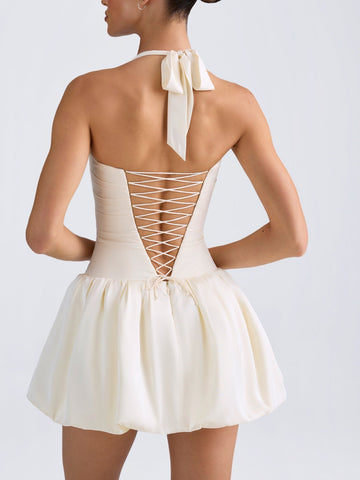 Sonicelife Ludmila Halterneck Bubble Hem Dress