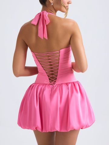 Sonicelife Ludmila Halterneck Bubble Hem Dress