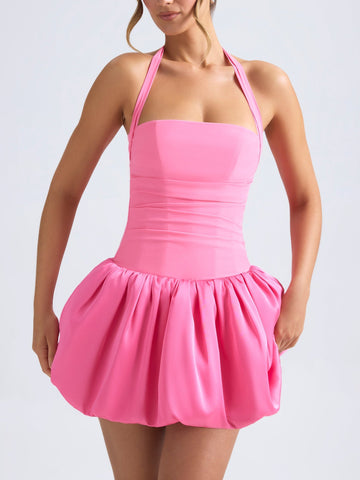 Sonicelife Ludmila Halterneck Bubble Hem Dress