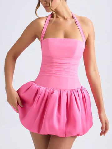 Sonicelife Ludmila Halterneck Bubble Hem Dress