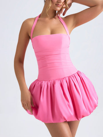 Sonicelife Ludmila Halterneck Bubble Hem Dress