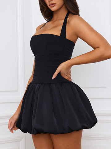 Sonicelife Ludmila Halterneck Bubble Hem Dress