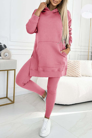 Sonicelife Mid-length Slit Hoodie Legging Suits