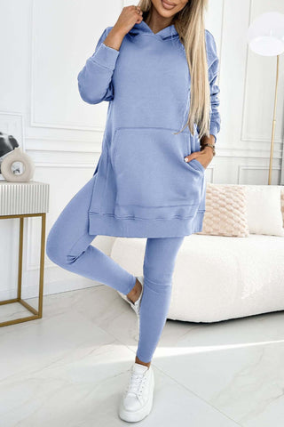 Sonicelife Mid-length Slit Hoodie Legging Suits