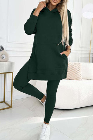 Sonicelife Mid-length Slit Hoodie Legging Suits