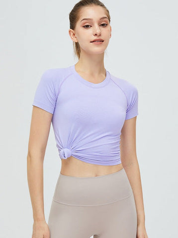 Sonicelife-Purple Seamless Soft Workout Tops T-shirt