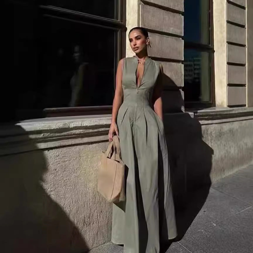 dress to impress outfits New Women's Fashionable round Neck Sleeveless Waist Dress