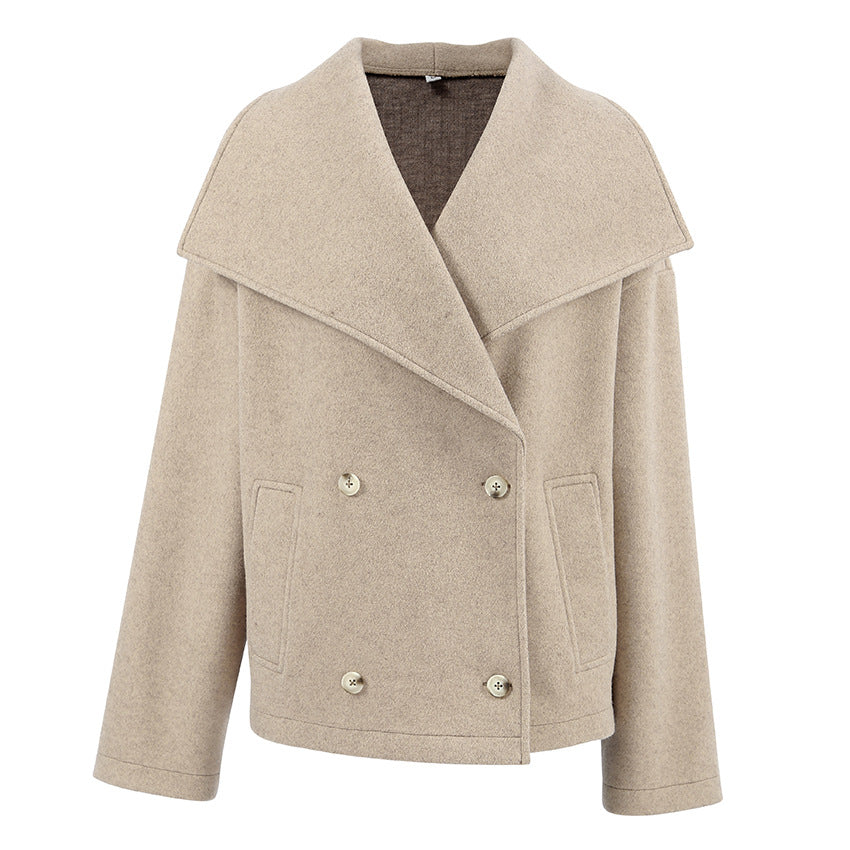 2000s fashion Commuter French Style Khaki Woolen Coat Women's 2024 Winter High-Grade Thickened Double-Breasted Lapel Coat Women's Clothing