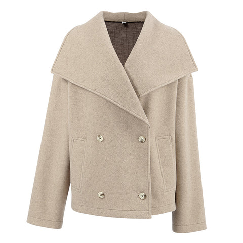 2000s fashion Commuter French Style Khaki Woolen Coat Women's 2024 Winter High-Grade Thickened Double-Breasted Lapel Coat Women's Clothing