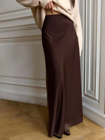 Sonicelife-1Cross-border fishtail skirt European and American 2024 spring satin satin long high waist hip-wrapped floor-length fishtail skirt