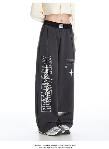 Sonicelife Women Wide Leg High Waist Pants Hip Hop Baggy Goth Hippie Side Stripe Casual Sweatpants Y2K Kpop Jogging Sports Trousers