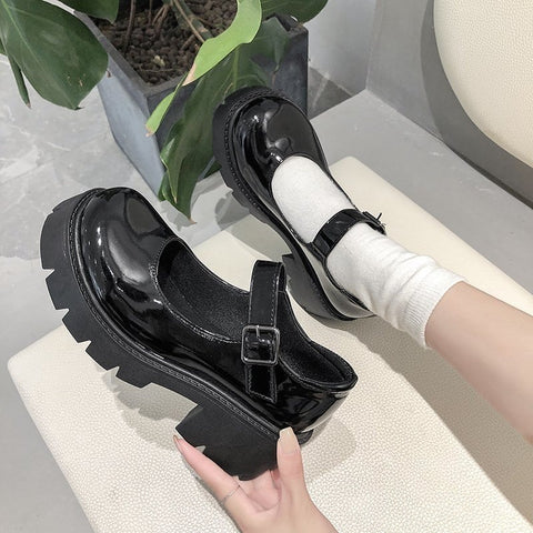 shoes Summer plus Size New Mary Jane Women's Shoes Thick Heel Platform JK Uniform Single-Layer Shoes Women's Retro British High Heels