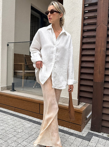 Sonicelife-Elegant Thin Long Sleeve Loose Shirt