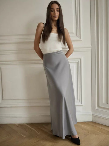 Sonicelife-1Cross-border fishtail skirt European and American 2024 spring satin satin long high waist hip-wrapped floor-length fishtail skirt