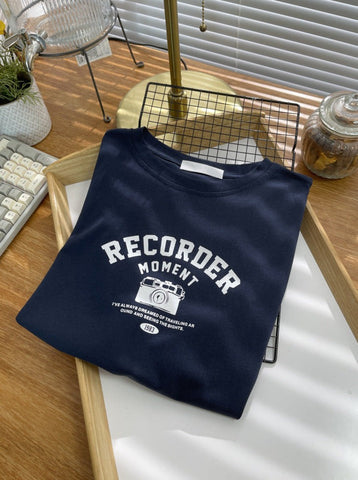 Sonicelife-Retro Design Letter Printed Loose T-shirt