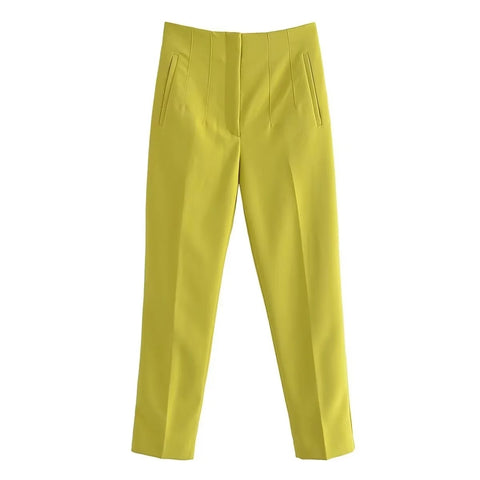 business casual outfits 2024 Spring Women's Clothing New Blue Multi-Line High Waist Trousers Women 8gs62259