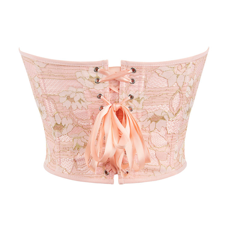 2000s fashion New Light Pink Lace Fit Women's Tube Top Chest Support Court Top Temu