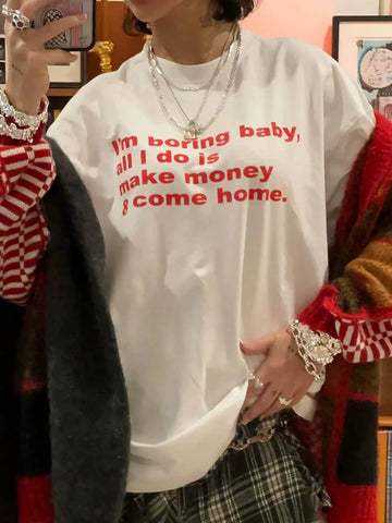 Sonicelife-White Aesthetic Funny Vintage Tee