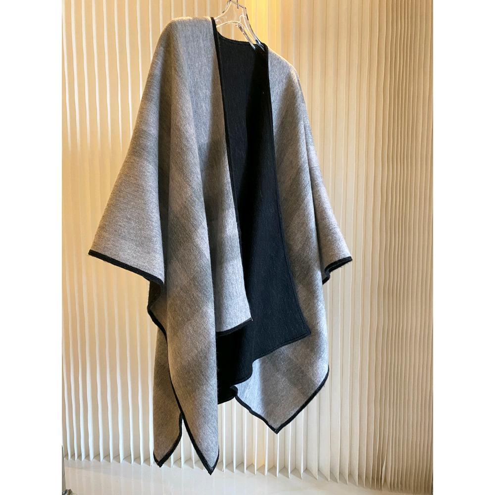 outfit inspo fall British Plaid Cashmere Wool Cloak Double-Sided Dual-Use Oversized Shawl Scarf Thickened Warm Autumn and Winter All-Matching Women