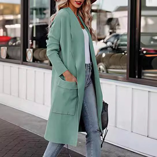 business casual outfits for women Autumn and Winter 2024 Women's New Casual Long Solid Color Warm Overcoat Jacket