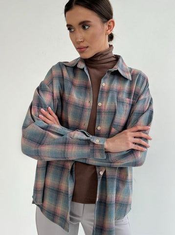 Sonicelife-Casual Plaid Long Sleeve Button Down Cardigan