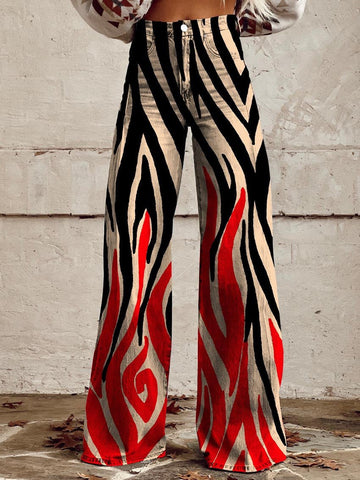 2000s fashion 2024 New 3D Thermal Transfer Flared Pants Simulation Denim Trousers Loose Pants