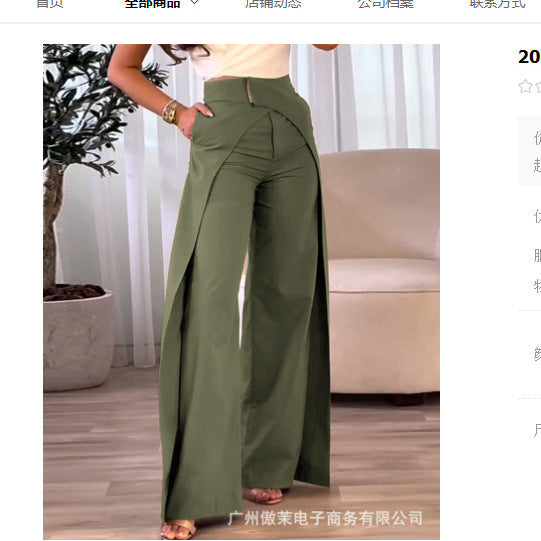 business casual outfits woman New Cross-Design Casual Wide-Leg Pants