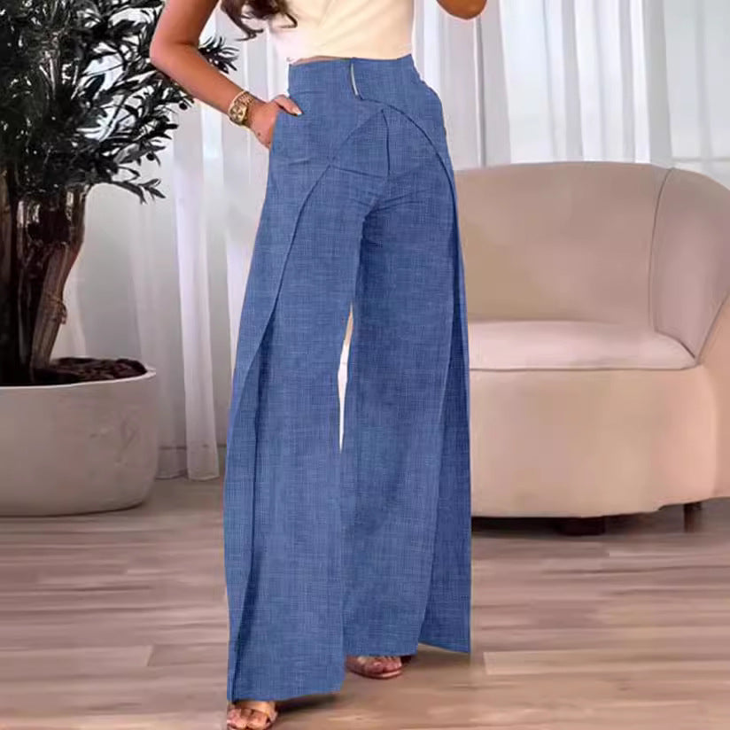 business casual outfits woman New Cross-Design Casual Wide-Leg Pants