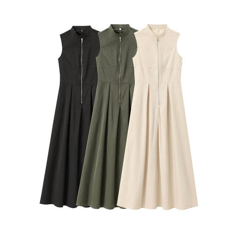 dress to impress outfits New Women's Fashionable round Neck Sleeveless Waist Dress