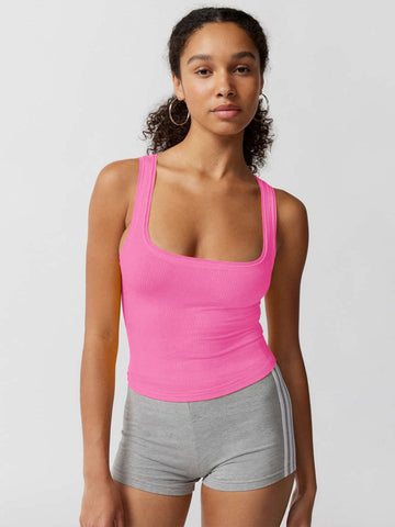 Sonicelife-Pink Knitted Sexy Bodycon Crop Top