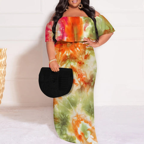 Women's Fashion Elegant Casual Printed Black plus Size Dress