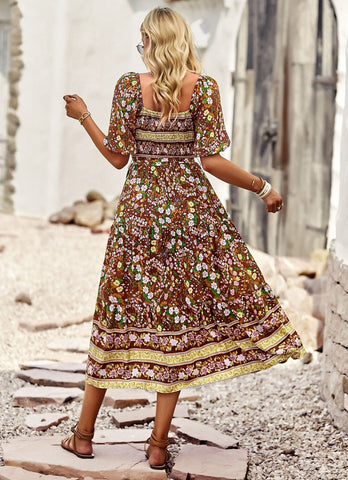 Sonicelife-Bohemian Floral Dress