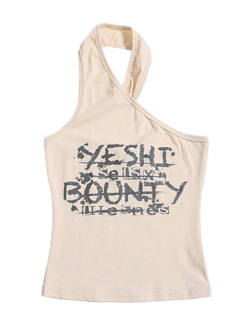 Sonicelife-Sexy Halter Neck Irregular Slim Fit Vest Top