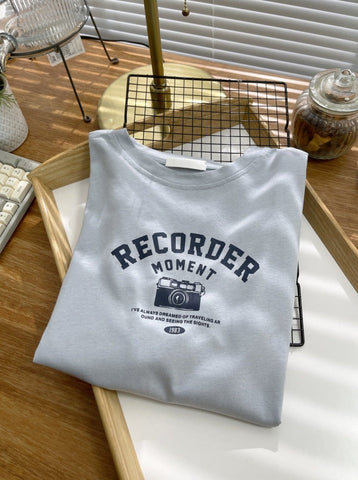 Sonicelife-Retro Design Letter Printed Loose T-shirt