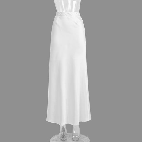 Sonicelife-1Cross-border fishtail skirt European and American 2024 spring satin satin long high waist hip-wrapped floor-length fishtail skirt