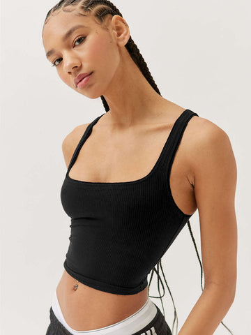 Sonicelife-Black Knitted Sexy Bodycon Crop Top