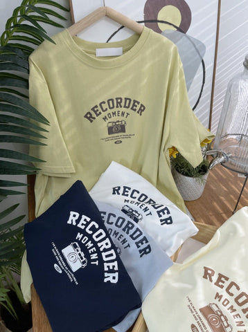 Sonicelife-Retro Design Letter Printed Loose T-shirt