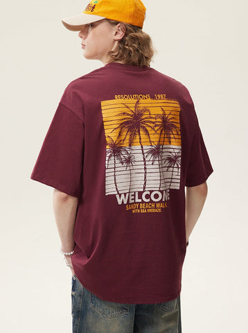 Sonicelife-Trendy Brand West Coast Half Sleeve Loose Shirt