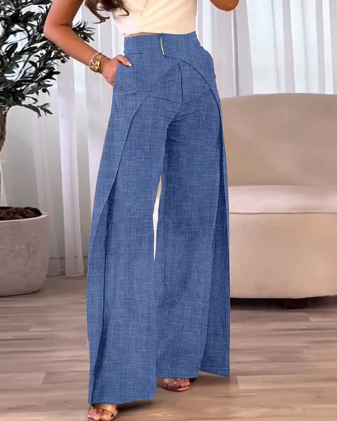 business casual outfits woman New Cross-Design Casual Wide-Leg Pants