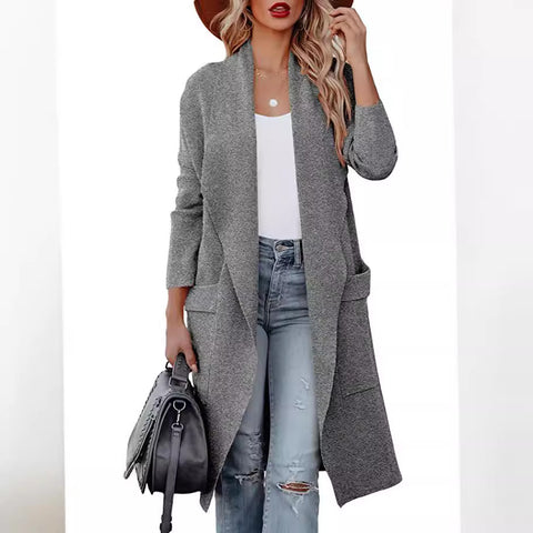 business casual outfits for women Autumn and Winter 2024 Women's New Casual Long Solid Color Warm Overcoat Jacket