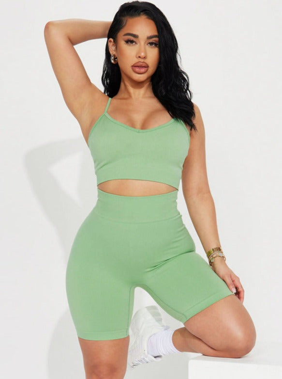 Sonicelife-Sexy 2 Piece Crop Top and High Waist Yoga Suit