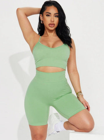 Sonicelife-Sexy 2 Piece Crop Top and High Waist Yoga Suit