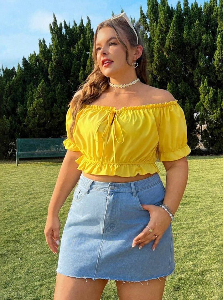 Sonicelife-Yellow Summer Puff Sexy Sleeve
