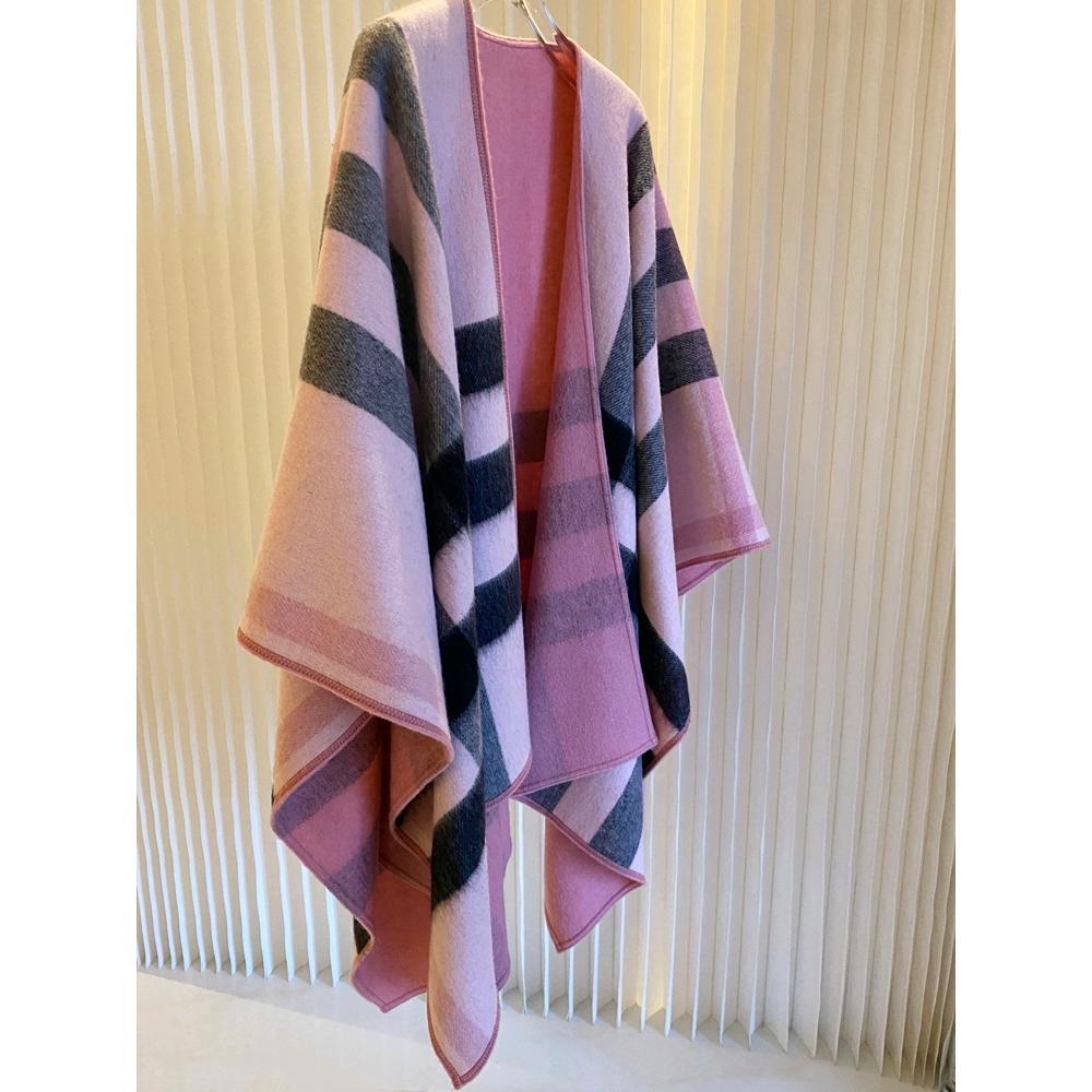 outfit inspo fall British Plaid Cashmere Wool Cloak Double-Sided Dual-Use Oversized Shawl Scarf Thickened Warm Autumn and Winter All-Matching Women