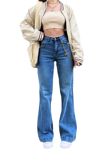 Sonicelife Mid Waist Washed Boyfriend Jeans