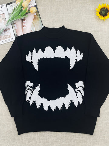 sweater Winter New High Street Street Casual Contrast Color Loose Knitted Sweater Men and Women Couple